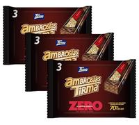 Tirma Zero No Added Sugars 70% Dark Chocolate Wafers 64.5g | 1 Gift Pack - 3 Wafers | Keto Friendly Snack | Low Carb Chocolate | Non-GMO | Suitable for Vegetarians & Diabetics (Pack of 3)