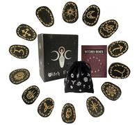 Tirmanaz Runes, 14pcs Witch Rune Stones Set with Guide Book, Wooden Viking Runa for Beginners, Pagan/Altar/Witchcraft/Divination/Meditation/Spiritual