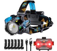 TIROFLX 12 Modes 4000 Headlamp Motion Sensor Red Warning Zoomable Energy Saving, More Than 95 Hour Standby Head Lamp, IP65 Waterproof and 125° Head Light for Camping Hiking Hunting Hardhat