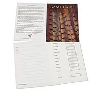 Tirrito 10 Shoot Game Cards featuring Pheasant Tail Feather image by Charles Sainsbury-Plaice. Inside contains spaces for guns names, game record etc.