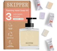 Tirtyl Skipper Hand Wash Single Kit Glass - 1 Glass Foaming Dispenser + 3 Tablet Refills (3x 250ml bottles of soap) - Variety Fragrances