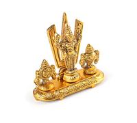 Tirupati Balaji Perumal Metal Idol Antique Gold Finish Statue for Home Temple Pooja Car Dashboard & Gifting (Trirupathi Stand)