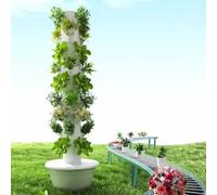 TIRUSS Vertical Hydroponic Grow Tower Aeroponic Tower for Fruits and Vegetables 9Layer 36Pots Planter with Water Tank and Pump