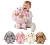 TIRXUIND Personalized Bunny Plush with Custom Name Embroidery, Easter Rabbit Plush Figure, Fluffy Plush Bunny with Long Ears, Monogram Easter Gift