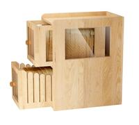 TIRYIUOU Bread Box for Kitchen Countertop: with Homemade Bread Slicer, Wooden Bread Storage Container with Drawer, Farmhouse Style Wood Breadbox Organizer for Counter Top Keeps Bread Fresh