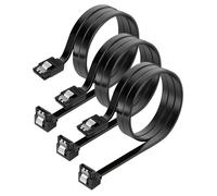Tiryns 3 Pack SATA Cable III Straight to 90 Degree Right Angled 6Gbps Data Leads Locking Latch HDD SDD Data Cable Sata3 HDD Cord Metal Clip Type L Connector Compatible Up to Serial ATA/ 600 Black