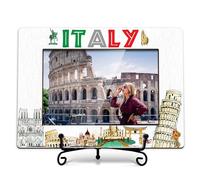 TIRYWT Italy Picture Frame, Family Vacation in Italy, Wedding Gift, Honeymoon Gift, 4x6 Photo Frame for Desk Display, Wooden Photo Frame -J04