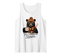 Tis Campfire Season Autumn Bear Pumpkin Spice Mug Camping Tank Top