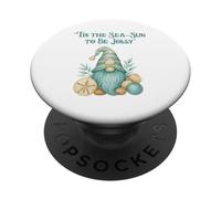 Tis The Sea-Sun Funny Christmas Gnome PopSockets Adhesive PopGrip