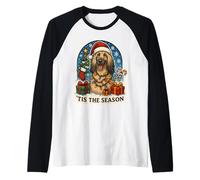 Tis The Season Afghan Hound Dog Merry Christmas Mom Dad Xmas Raglan Baseball Tee