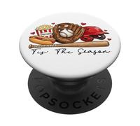 Tis The Season Baseball Game - Eat Sleep Baseball Repeat PopSockets Adhesive PopGrip