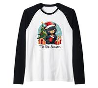 Tis The Season Black Bear Christmas Tree Festive Xmas X-mas Raglan Baseball Tee