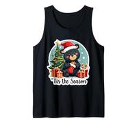 Tis The Season Black Bear Christmas Tree Festive Xmas X-mas Tank Top