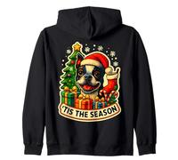 Tis The Season Boston Terrier Dog Merry Christmas Mom Dad Zip Hoodie