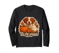 Tis The Season Brittany Dog Fall Autumn Pumpkin Spice Latte Long Sleeve T-Shirt