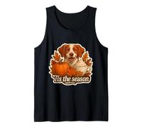 Tis The Season Brittany Dog Fall Autumn Pumpkin Spice Latte Tank Top