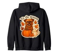 Tis The Season Brussels Griffon Dog Fall Autumn Pumpkin Cute Zip Hoodie
