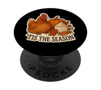 Tis The Season Chicken Hen Fall Autumn Pumpkin Owner Leaves PopSockets Adhesive PopGrip