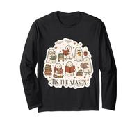 Tis The Season Cute Ghost Book Readers Fall Autumn Bookish Long Sleeve T-Shirt