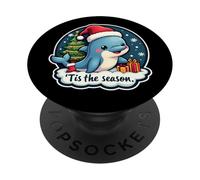 Tis The Season Dolphin Christmas Tree Festive Lover Xmas Fun PopSockets Adhesive PopGrip
