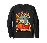 Tis The Season Dolphin Fall Autumn Pumpkin Leaves Vintage Long Sleeve T-Shirt