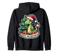 Tis The Season Dragon Christmas Tree Festive Kids Boys Cute Zip Hoodie