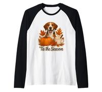 Tis The Season English Foxhound Dog Fall Autumn Pumpkin Cup Raglan Baseball Tee
