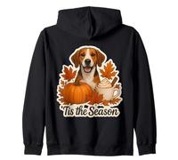 Tis The Season English Foxhound Dog Fall Autumn Pumpkin Cup Zip Hoodie