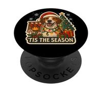 Tis The Season English Foxhound Dog Merry Christmas Mom Dad PopSockets Adhesive PopGrip