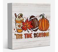 Tis the Season Fall Decorations for Home Fall Pumpkin Decor for Kitchen Farmhouse Autumn Thanksgiving Decor Autumn Holiday Decorations 5 x 5 inches (Tub 3913)