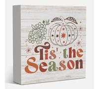 Tis the Season Fall Decorations for Home Preppy Fall Pumpkin Decor for Table Autumn Thanksgiving Decor Farmhouse Autumn Holiday Decorations 5 x 5 inches (Tub 3905)