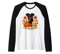 Tis The Season German Pinscher Dog Fall Autumn Pumpkin Spice Raglan Baseball Tee