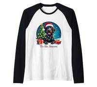 Tis The Season German Wirehaired Pointer Dog Merry Christmas Raglan Baseball Tee