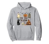 Tis The Season Ghost Halloween Pumpkin Spooky Vibes Cat Pullover Hoodie
