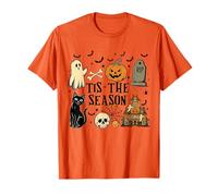 Tis The Season Ghost Halloween Pumpkin Spooky Vibes Cat T-Shirt