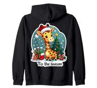 Tis The Season Giraffe Christmas Tree Festive Xmas Safari Zip Hoodie