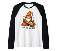 Tis The Season Gnome Fall Autumn Pumpkin Vintage Cottagecore Raglan Baseball Tee