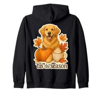 Tis The Season Golden Retriever Dog Fall Autumn Pumpkin Cute Zip Hoodie