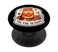 Tis The Season Hamster Fall Autumn Pumpkin Spice Leaves Cute PopSockets Adhesive PopGrip