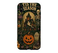 Tis The Season Haunted House Skeleton Vintage Halloween Case for iPhone XS Max
