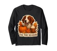Tis The Season Irish Red and White Setter Dog Fall Autumn Long Sleeve T-Shirt