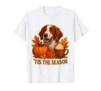 Tis The Season Irish Red and White Setter Dog Fall Autumn Value Graphic T-Shirt, Men, White, L
