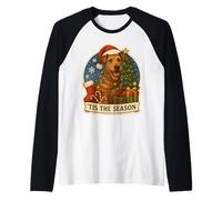 Tis The Season Irish Terrier Dog Merry Christmas Mom Dad Fun Raglan Baseball Tee