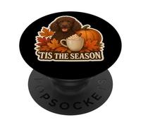 Tis The Season Irish Water Spaniel Dog Fall Autumn Pumpkin PopSockets Adhesive PopGrip