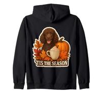 Tis The Season Irish Water Spaniel Dog Fall Autumn Pumpkin Zip Hoodie