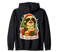 Tis The Season Japanese Chin Dog Merry Christmas Mom Dad Fun Zip Hoodie