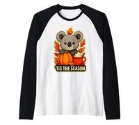Tis The Season Koala Fall Autumn Pumpkin Leaves Australia Raglan Baseball Tee