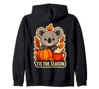Tis The Season Koala Fall Autumn Pumpkin Leaves Australia Zip Hoodie