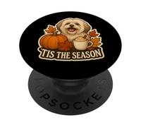 Tis The Season Lhasa Apso Dog Fall Autumn Pumpkin Spice Cute PopSockets Adhesive PopGrip