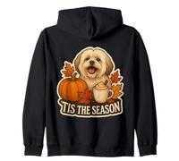 Tis The Season Lhasa Apso Dog Fall Autumn Pumpkin Spice Cute Zip Hoodie